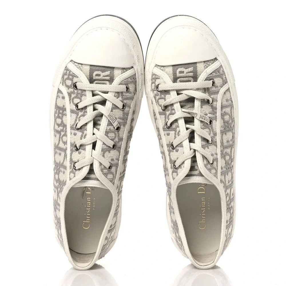 Dior Walk'n'Dior Oblique Embroidered Sneakers Grey Stone Size 38